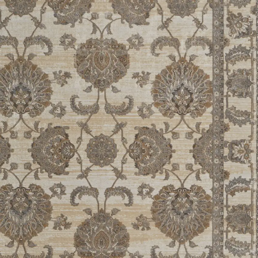 Tan Ivory And Brown Power Loom Area Rug Photo 3