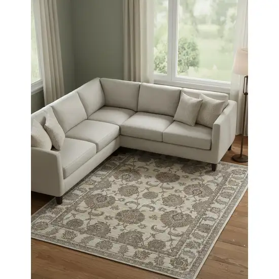 Tan And Brown Oriental Area Rug Photo 1