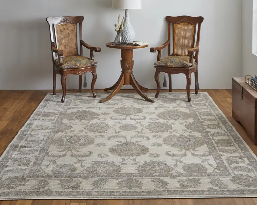 Tan Ivory And Brown Power Loom Area Rug Photo 7