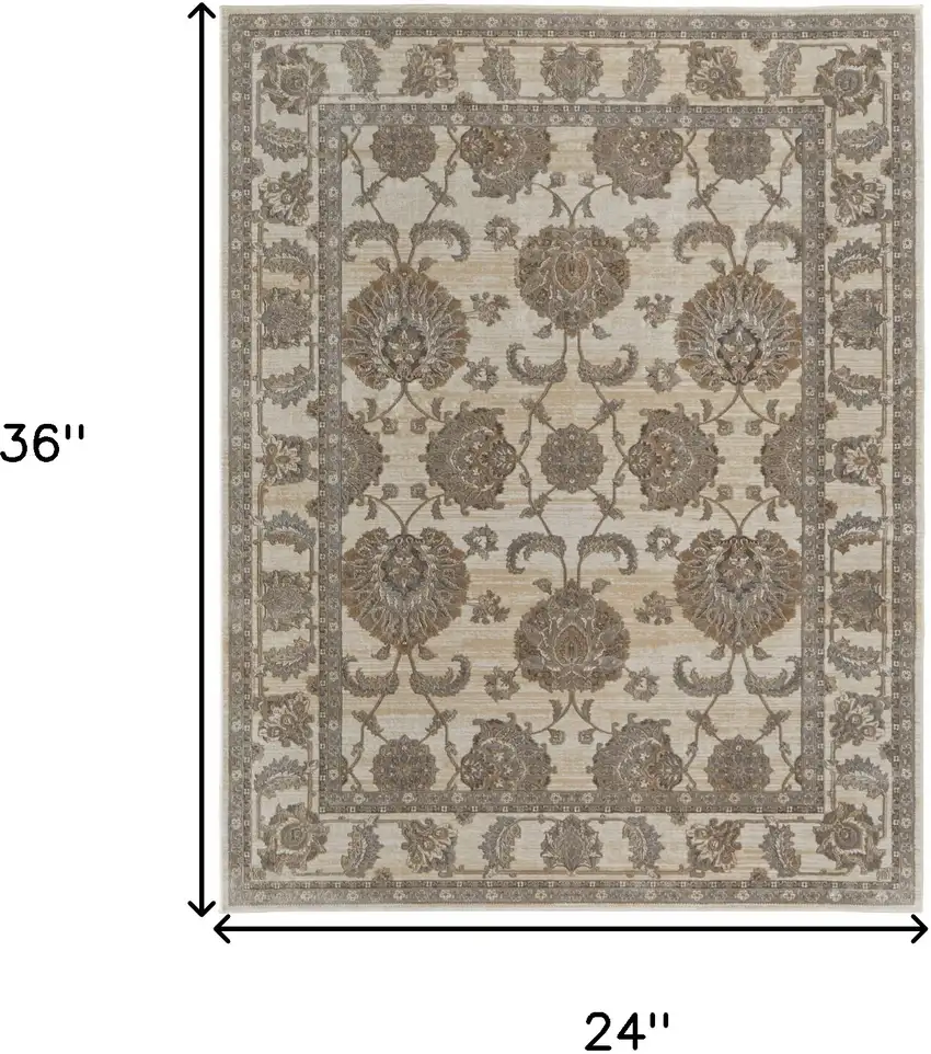 Tan Ivory And Brown Power Loom Area Rug Photo 10