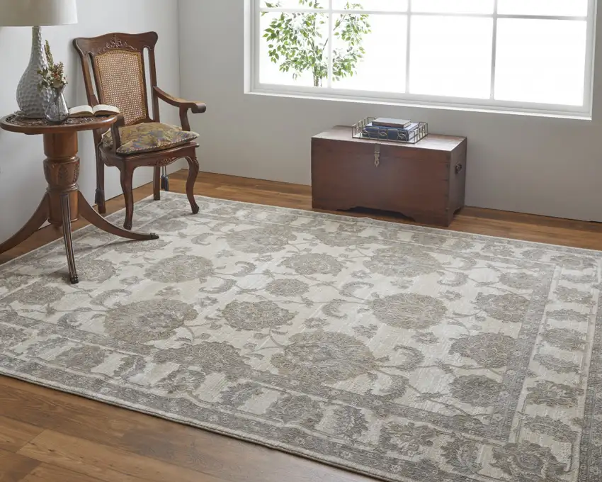Tan Ivory And Brown Power Loom Area Rug Photo 8