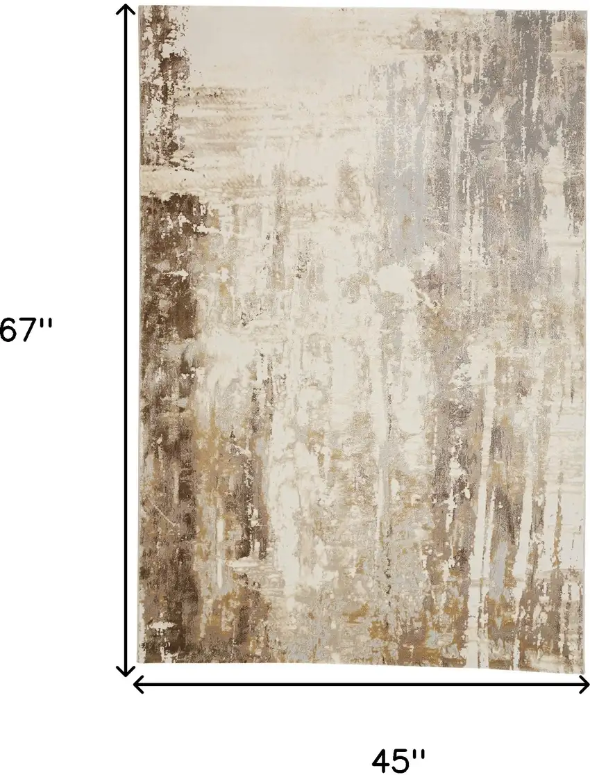 Tan Ivory And Gray Abstract Area Rug Photo 9