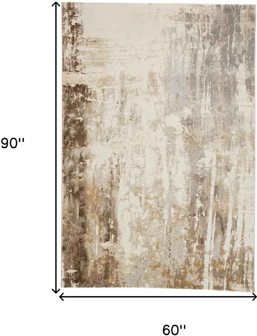 Tan Ivory And Gray Abstract Area Rug Photo 9