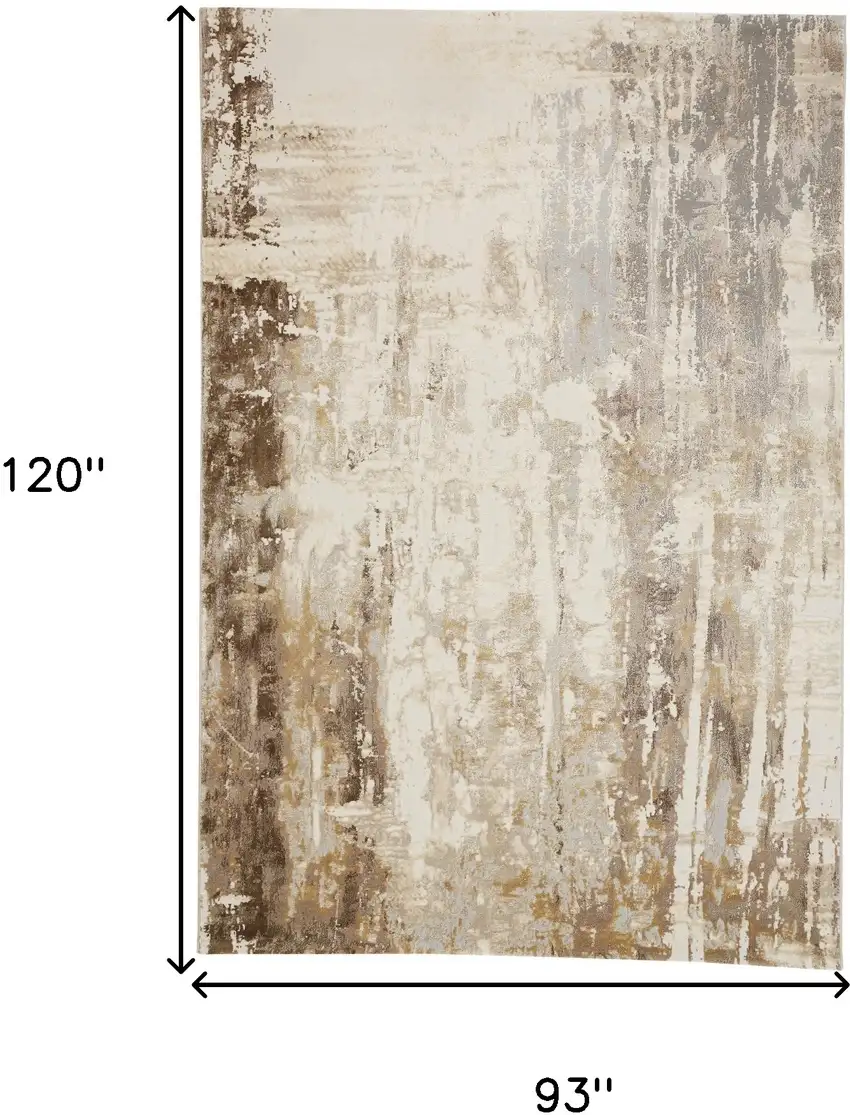 Tan Ivory And Gray Abstract Area Rug Photo 9