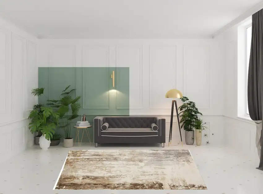 Tan Ivory And Gray Abstract Area Rug Photo 2
