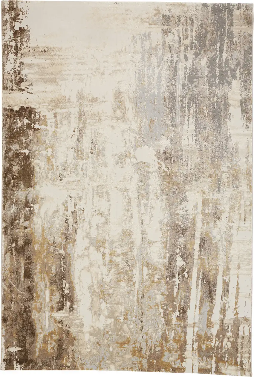 Tan Ivory And Gray Abstract Area Rug Photo 1