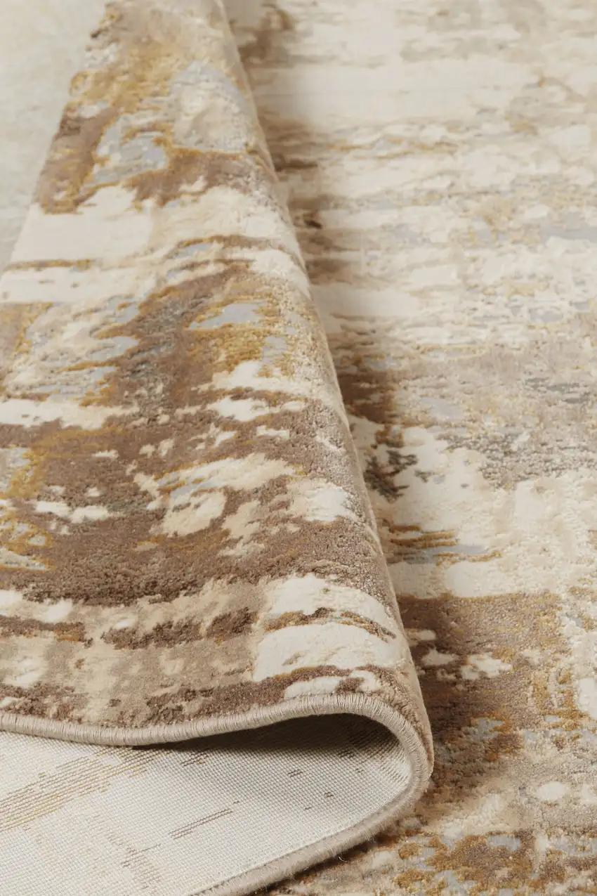 Tan Ivory And Gray Abstract Area Rug Photo 8