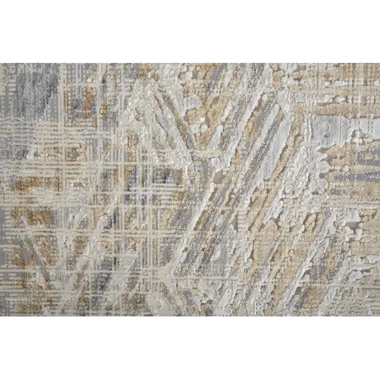 Ivory Gray And Tan Abstract Distressed Area Rug Photo 8