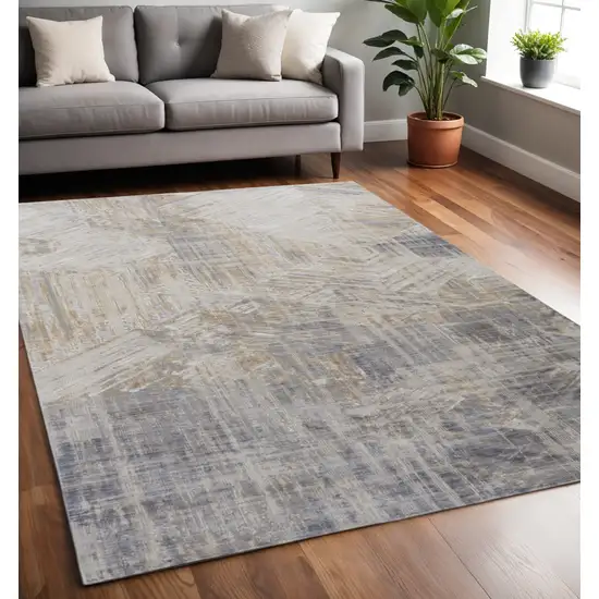 Ivory Gray And Tan Abstract Distressed Area Rug Photo 1