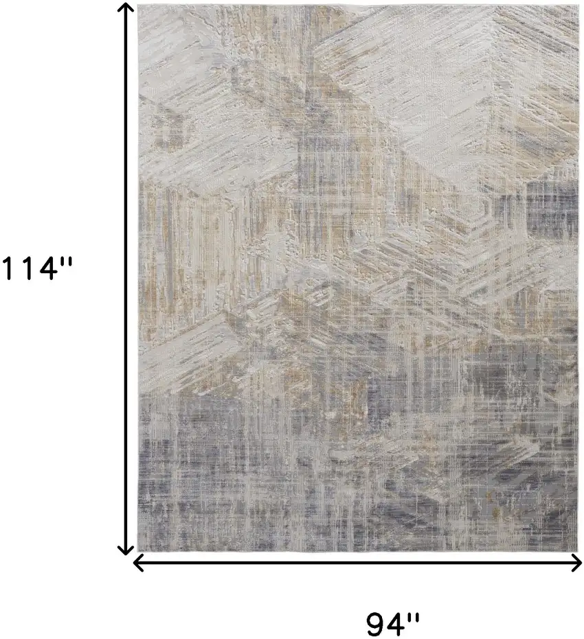 Tan Ivory And Gray Abstract Power Loom Distressed Area Rug Photo 10