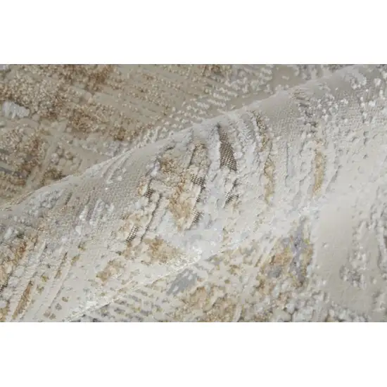 Ivory Gray And Tan Abstract Distressed Area Rug Photo 9