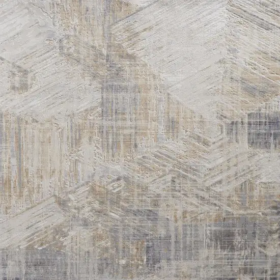 Ivory Gray And Tan Abstract Distressed Area Rug Photo 5