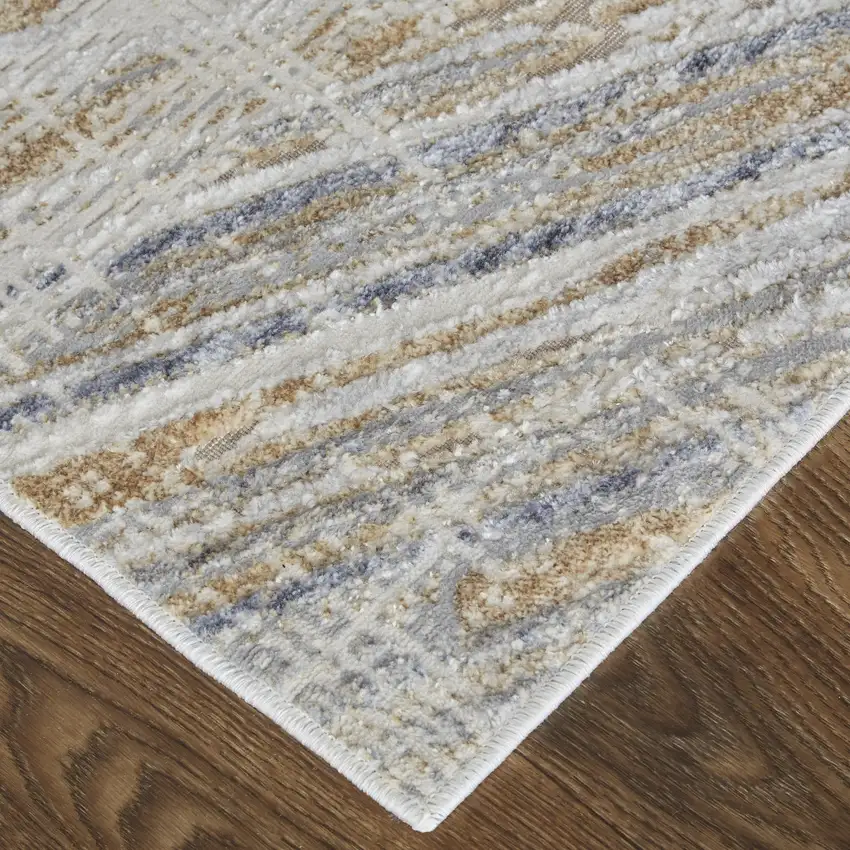 Ivory Gray And Tan Abstract Distressed Area Rug Photo 7