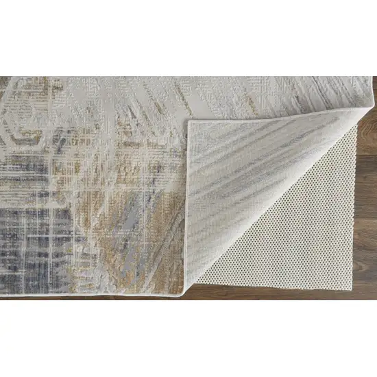 Ivory Gray And Tan Abstract Distressed Area Rug Photo 8