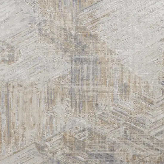 Ivory Gray And Tan Abstract Distressed Area Rug Photo 4