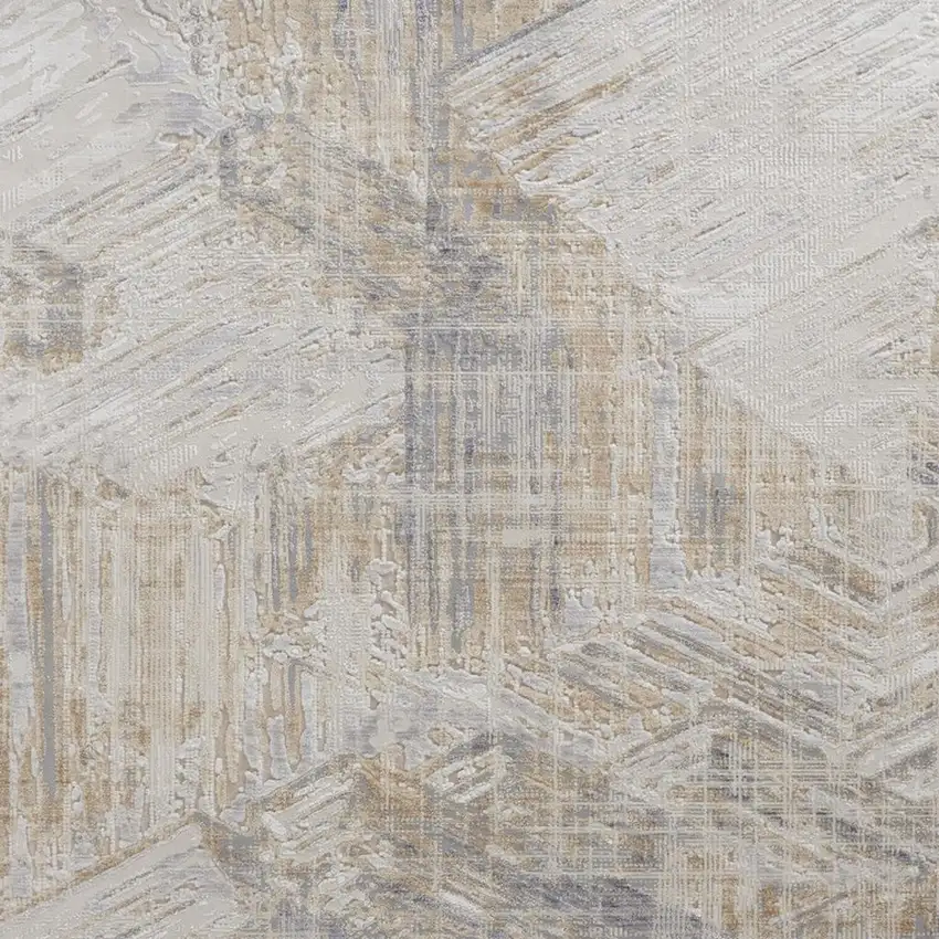 Ivory Gray And Tan Abstract Distressed Area Rug Photo 4