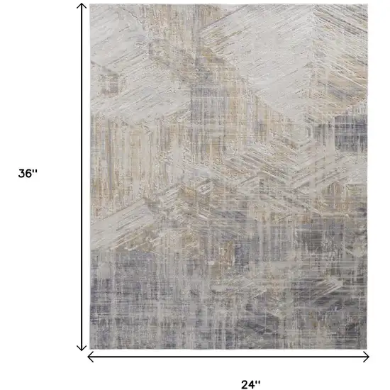Ivory Gray And Tan Abstract Distressed Area Rug Photo 3