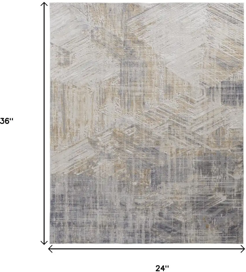 Ivory Gray And Tan Abstract Distressed Area Rug Photo 3