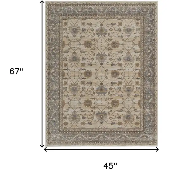 Tan Ivory And Gray Oriental Area Rug Photo 3