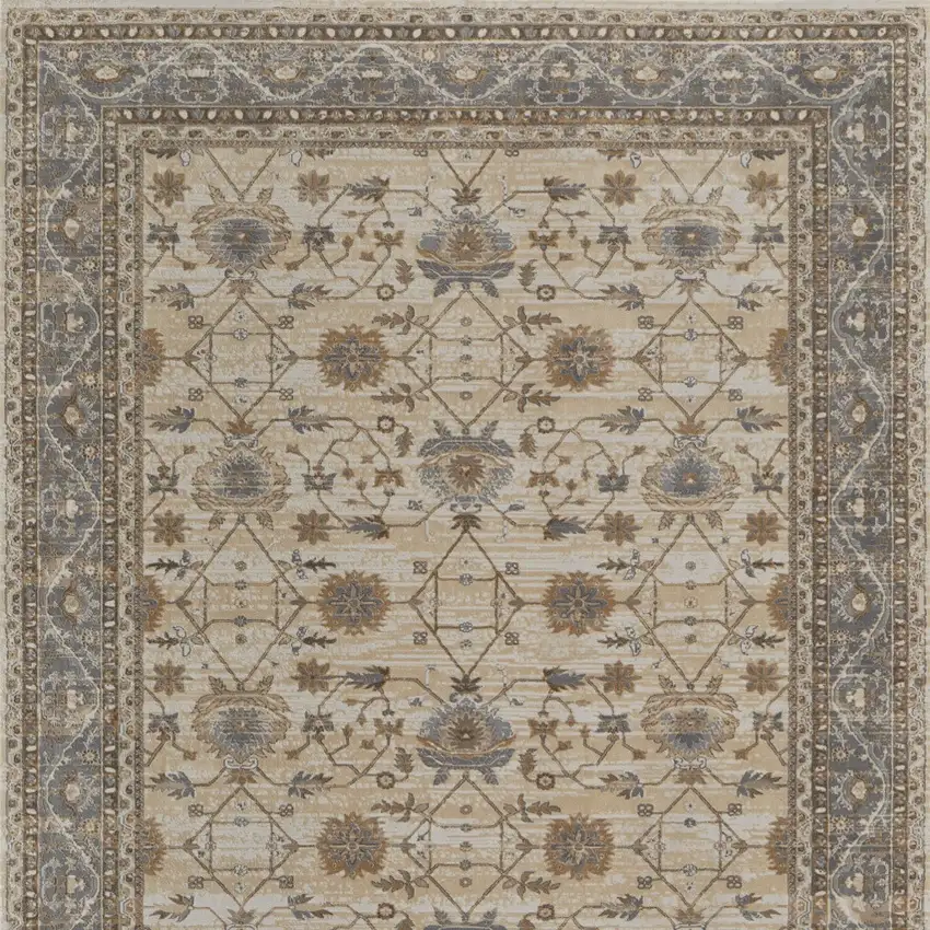 Tan Ivory And Gray Power Loom Area Rug Photo 5