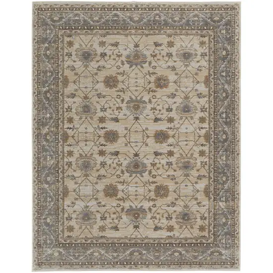 Tan Ivory And Gray Power Loom Area Rug Photo 2