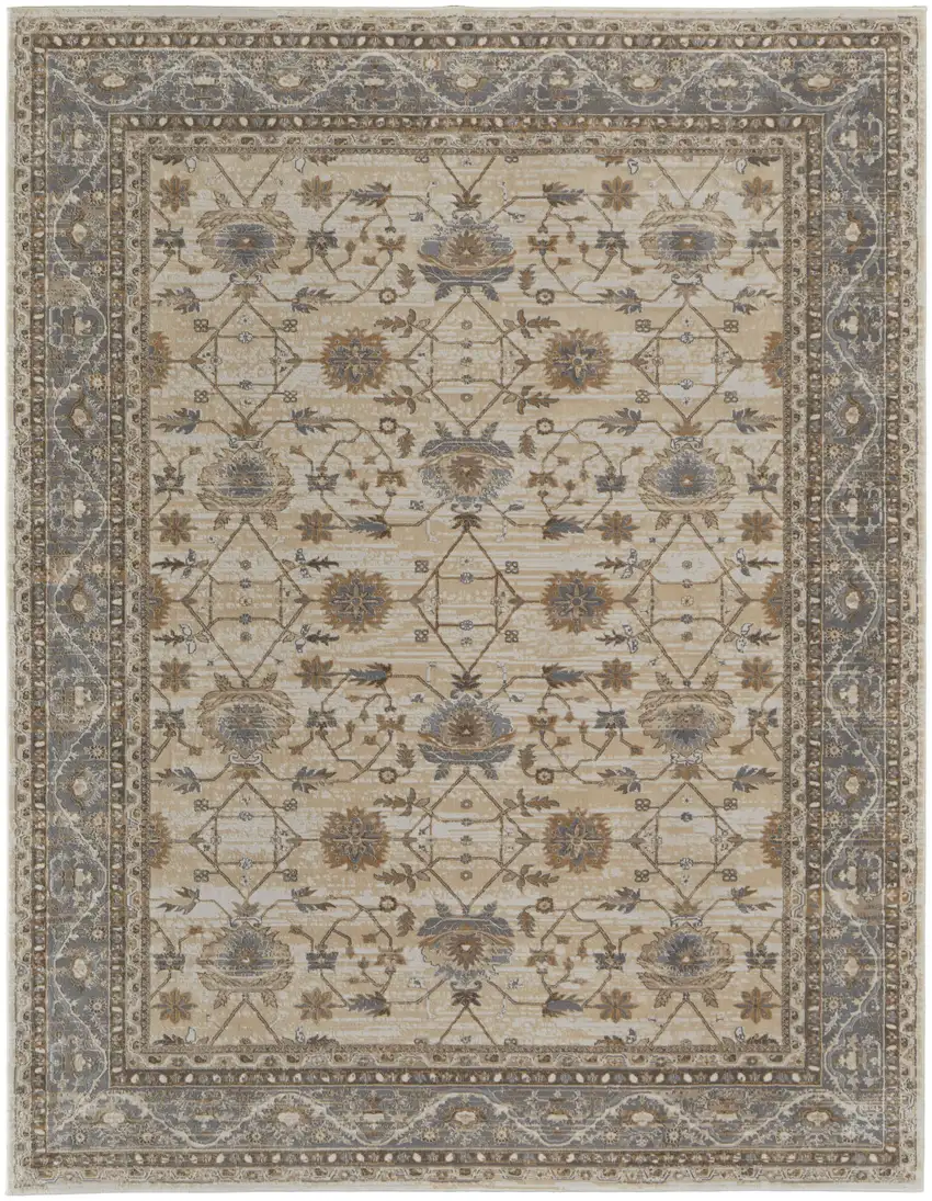 Tan Ivory And Gray Power Loom Area Rug Photo 2
