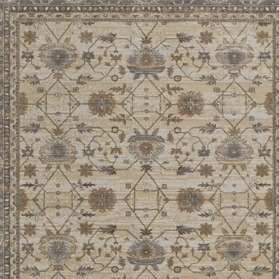Tan Ivory And Gray Power Loom Area Rug Photo 4