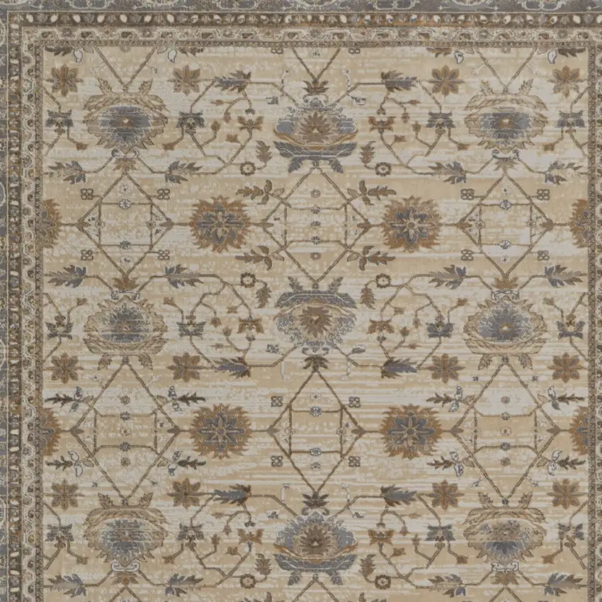 Tan Ivory And Gray Power Loom Area Rug Photo 4
