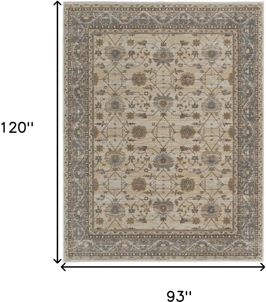 Tan Ivory And Gray Power Loom Area Rug Photo 3