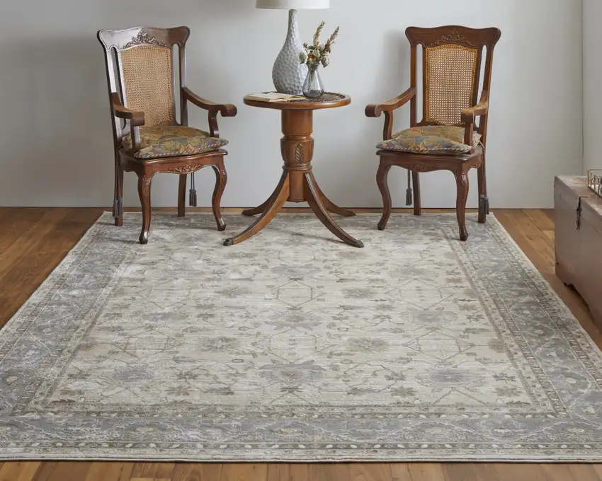 Tan Ivory And Gray Power Loom Area Rug Photo 8