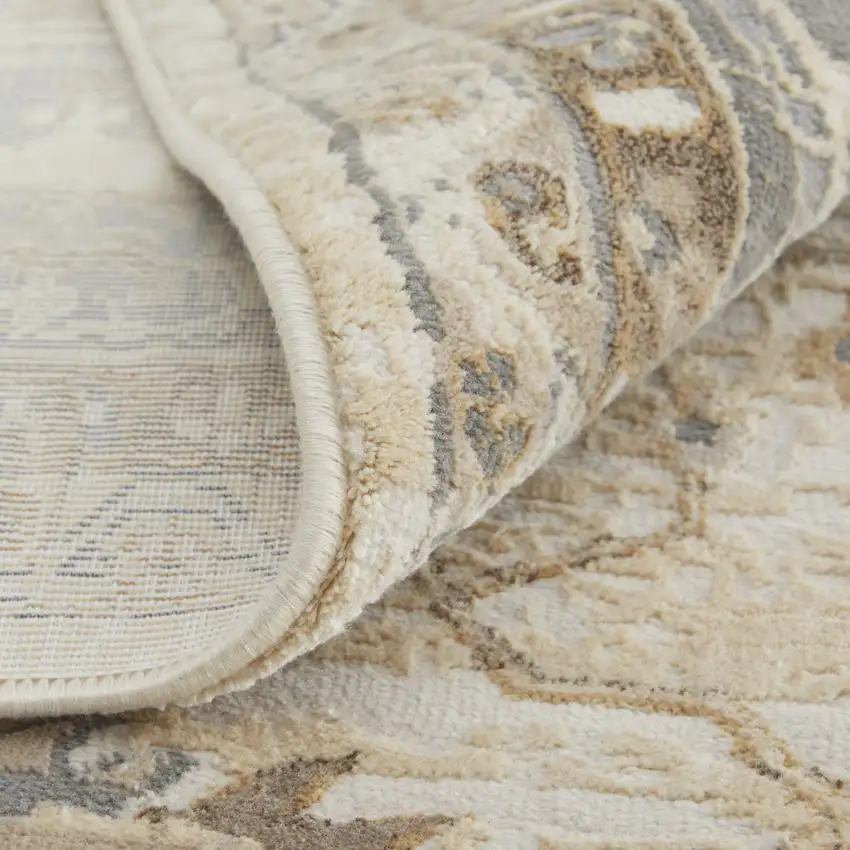 Tan Ivory And Gray Power Loom Area Rug Photo 6