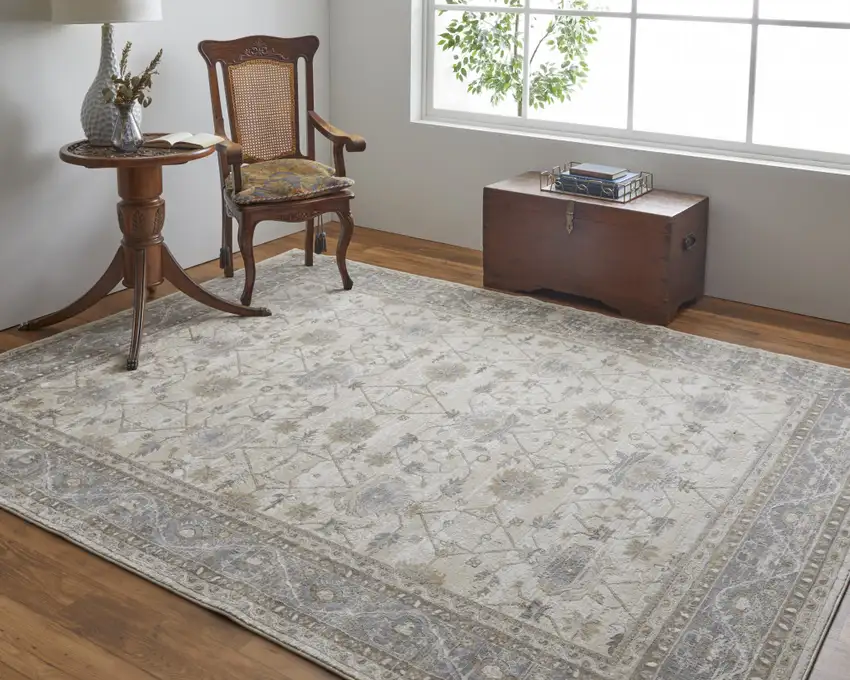 Tan Ivory And Gray Power Loom Area Rug Photo 9