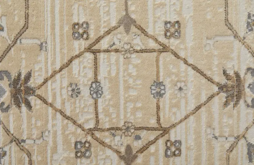 Tan Ivory And Gray Power Loom Area Rug Photo 3