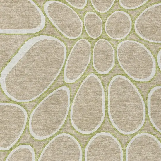 Tan Ivory And Green Abstract Washable Indoor Outdoor Area Rug Photo 5
