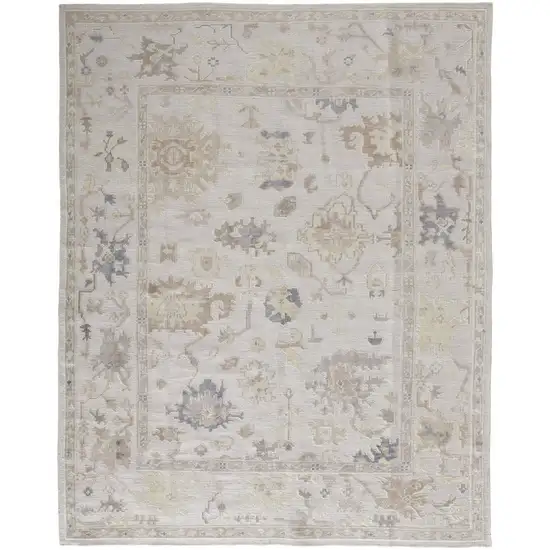 4' X 6' Tan Ivory And Orange Floral Hand Knotted Stain Resistant Area Rug Photo 1