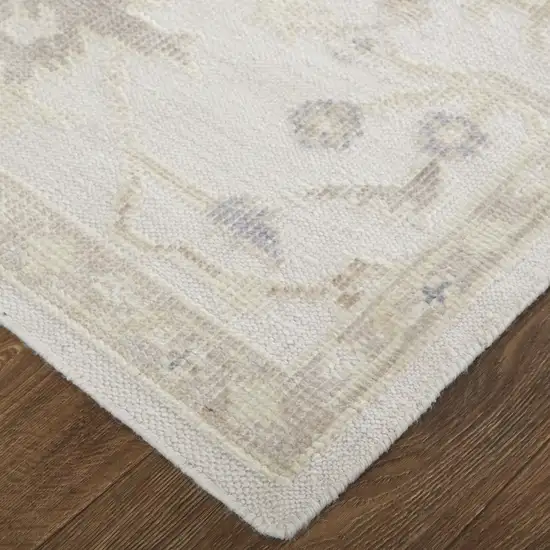 4' X 6' Tan Ivory And Orange Floral Hand Knotted Stain Resistant Area Rug Photo 5