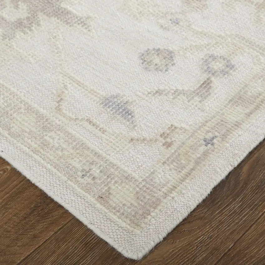 4' X 6' Tan Ivory And Orange Floral Hand Knotted Stain Resistant Area Rug Photo 5