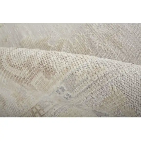 4' X 6' Tan Ivory And Orange Floral Hand Knotted Stain Resistant Area Rug Photo 6