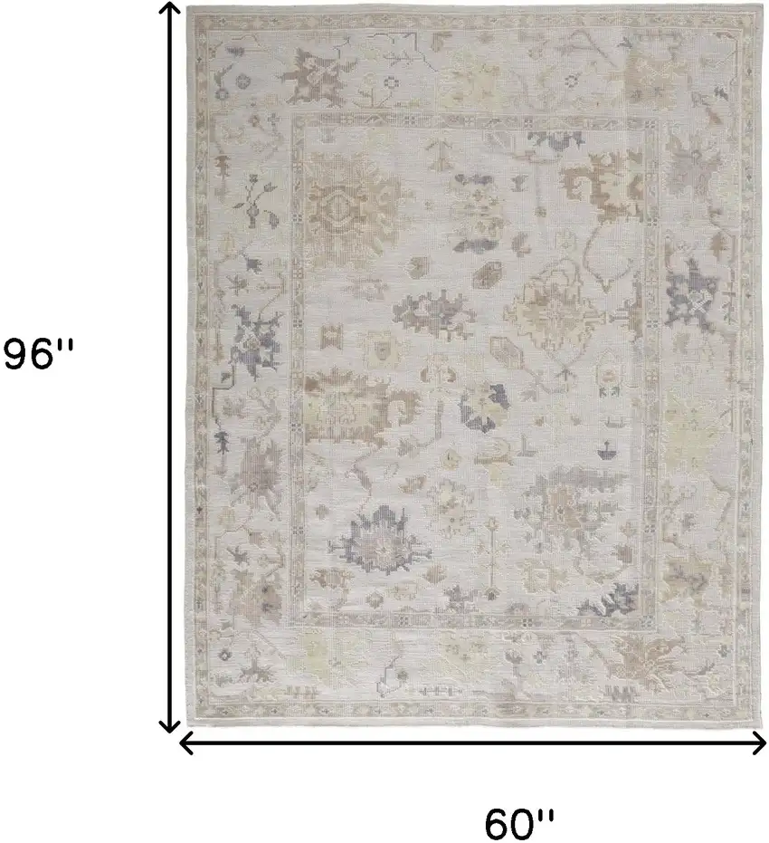 Tan Ivory And Orange Floral Hand Knotted Stain Resistant Area Rug Photo 10