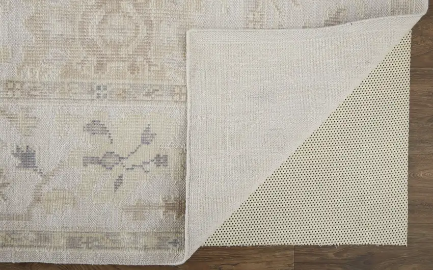 Tan Ivory And Orange Floral Hand Knotted Stain Resistant Area Rug Photo 4