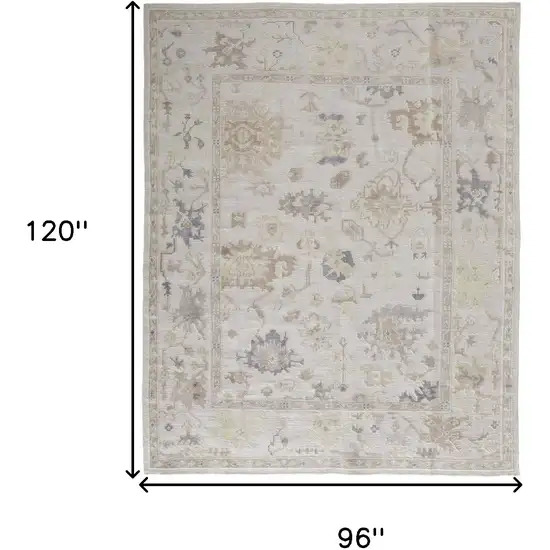 Tan Ivory And Orange Floral Hand Knotted Stain Resistant Area Rug Photo 6