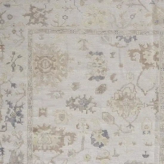 Tan Ivory And Orange Floral Hand Knotted Stain Resistant Area Rug Photo 4