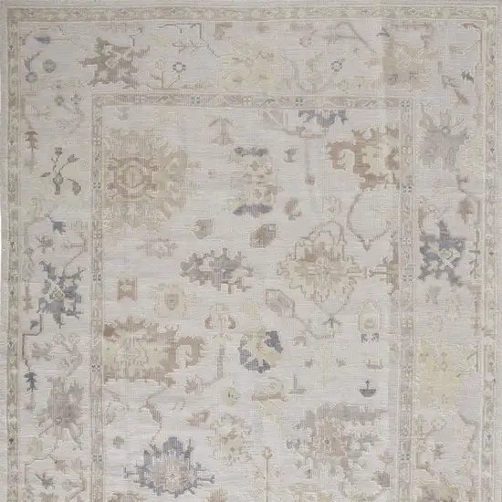 Tan Ivory And Orange Floral Hand Knotted Stain Resistant Area Rug Photo 5