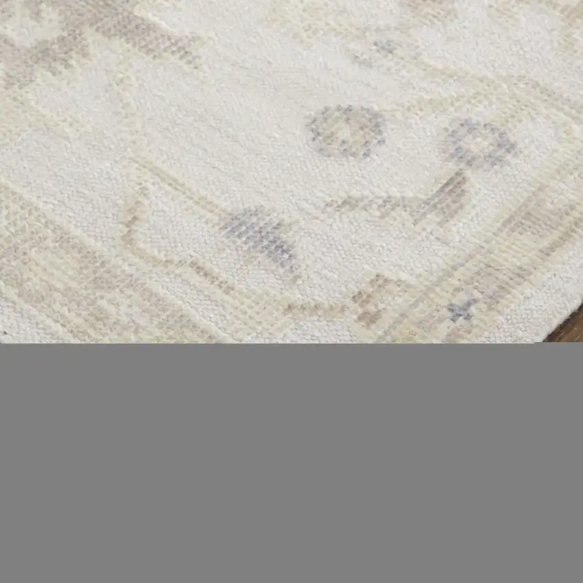 Tan Ivory And Orange Floral Hand Knotted Stain Resistant Area Rug Photo 5