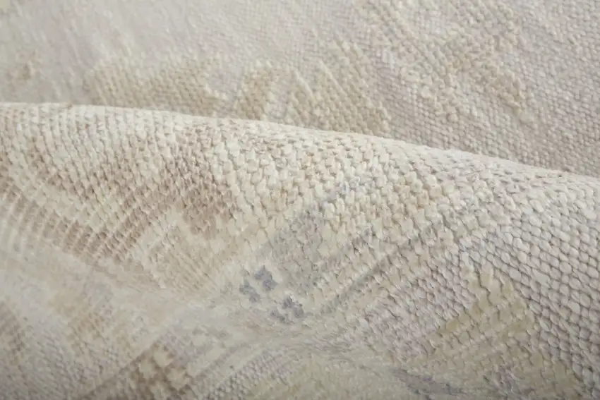 Tan Ivory And Orange Floral Hand Knotted Stain Resistant Area Rug Photo 7