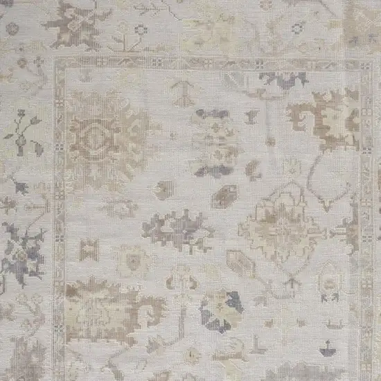 Tan Ivory And Orange Floral Hand Knotted Stain Resistant Area Rug Photo 2