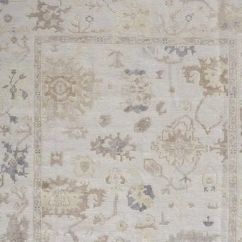 Tan Ivory And Orange Floral Hand Knotted Stain Resistant Area Rug Photo 2