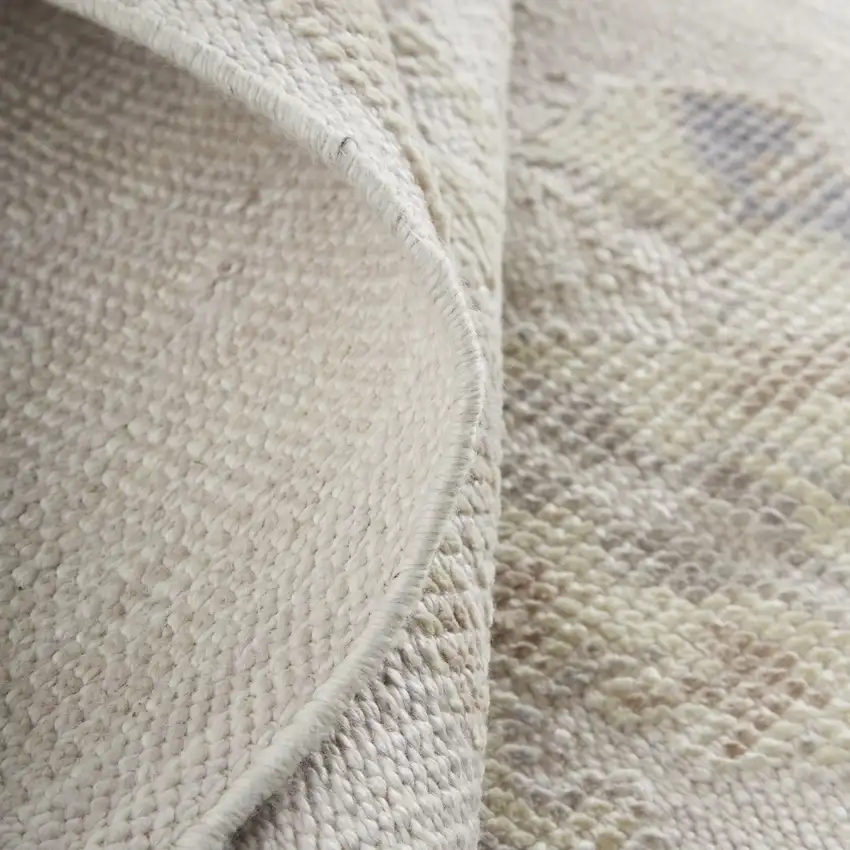 Tan Ivory And Orange Floral Hand Knotted Stain Resistant Area Rug Photo 8