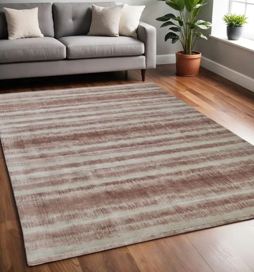 Tan and Ivory Abstract Hand Woven Area Rug Photo 1