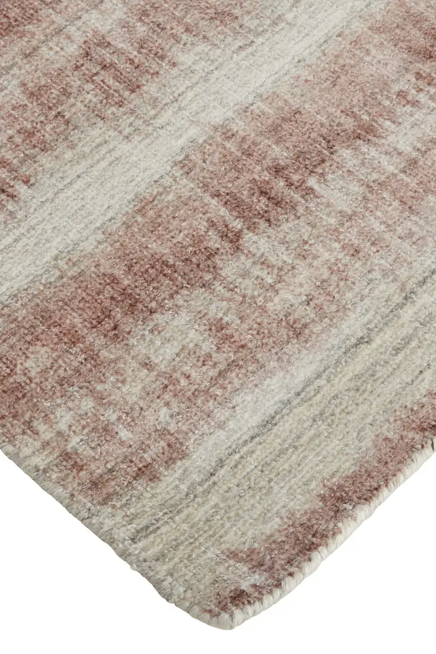 Tan Ivory And Pink Abstract Hand Woven Area Rug Photo 7
